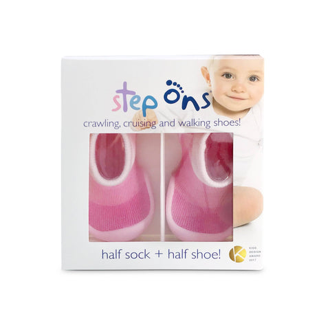 Pink Step Ons Crawling, Cruising, Pre-Walking Baby Sock Shoe