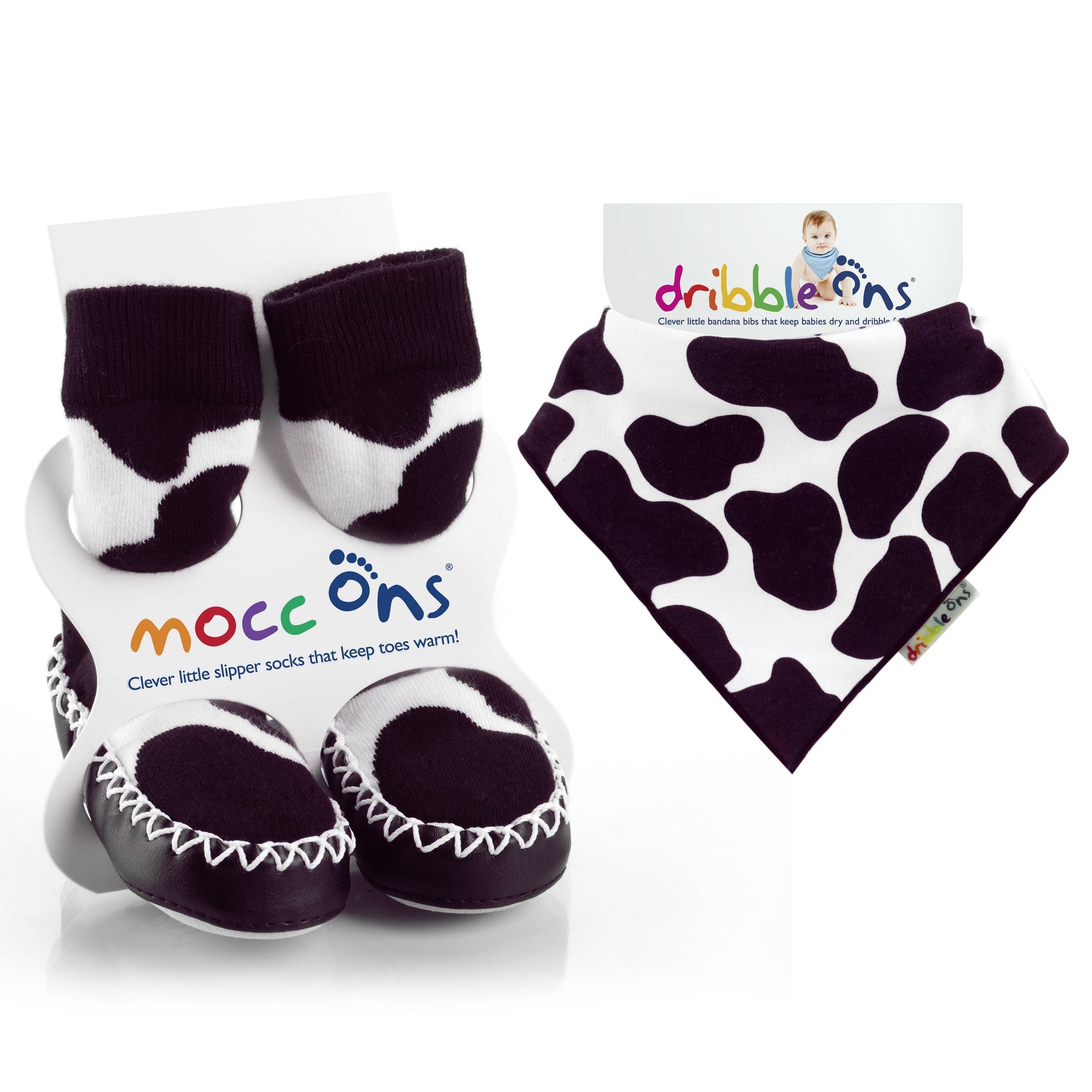 Mocc Ons Dribble Ons BUNDLE Cow print